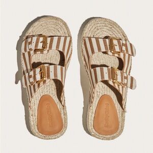 See by Chloe Glyn stripe double buckle espadrilles